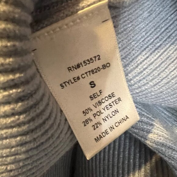 NWT Böhme Light Blue Ribbed Mock Neck Sweater S Minimalist Quiet Luxury - Picture 4 of 5